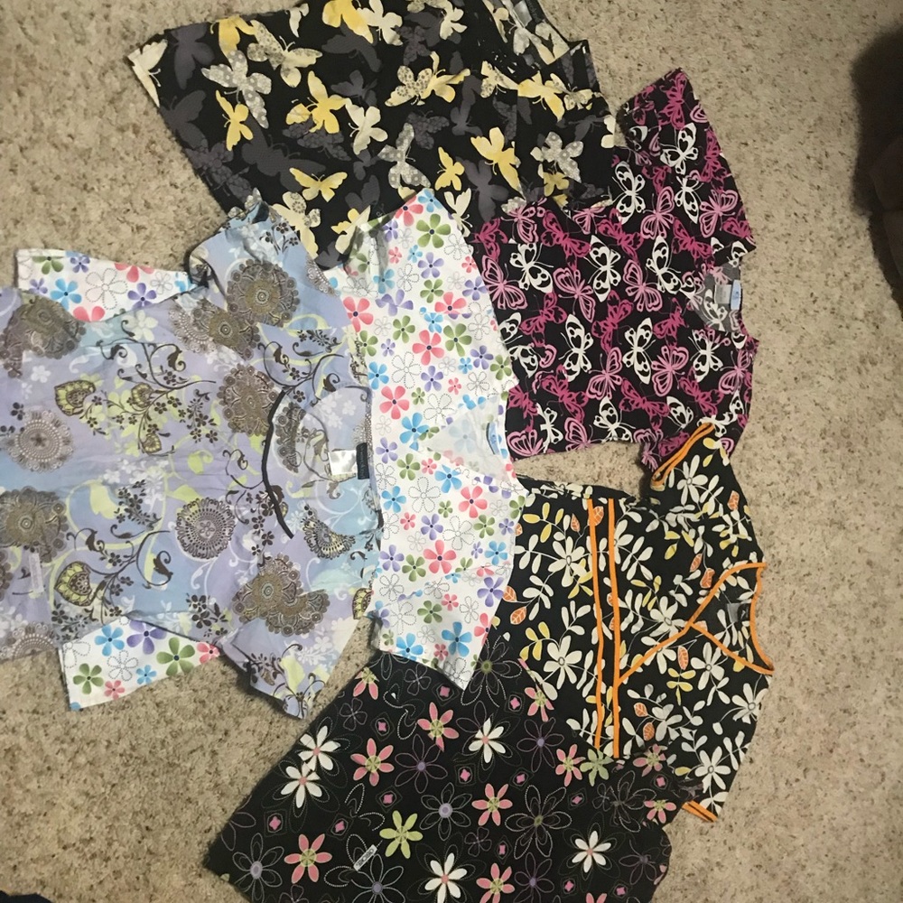 Scrub Tops Florals and Butterflies